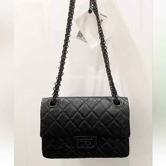 CHANEL MINI REISSUE FLAP BAG 2.55 BLACK chain CALFSKIN LEATHER BAG 2021 - Picture 10 of 10